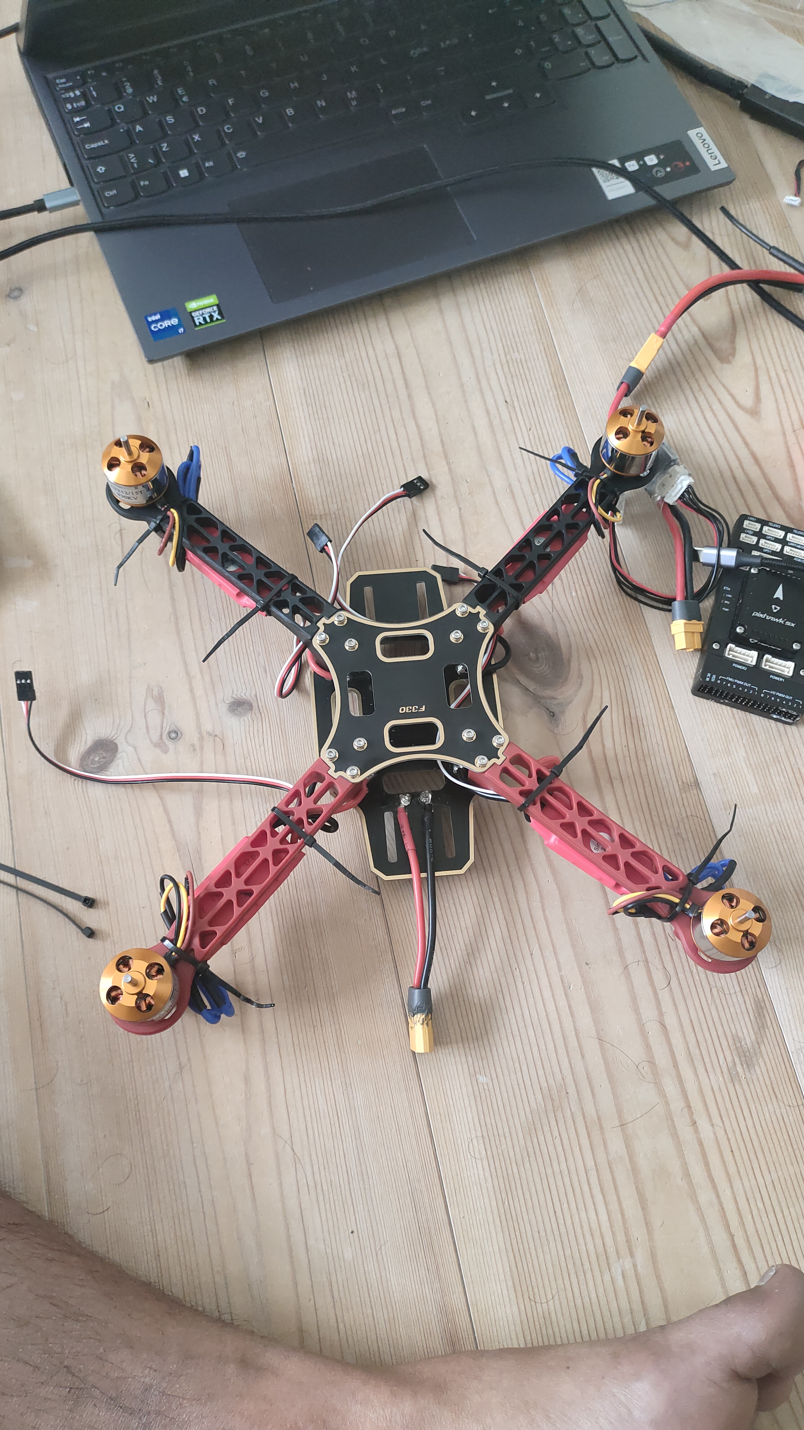 F330 frame with brushless motors and ESCs assembled